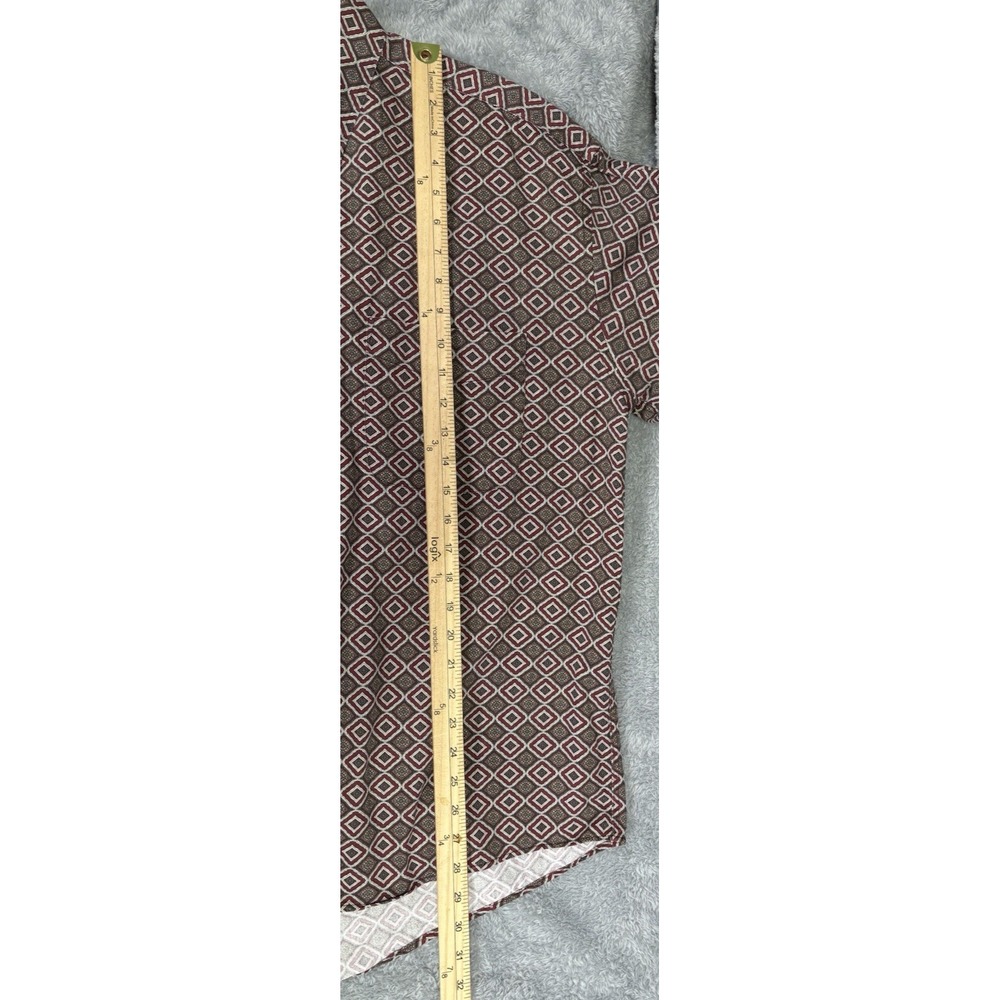 Vintage Supreme Maroon Geometric Print Long Sleeve Button Down‎ Shirt Mens Large - Picture 6 of 8